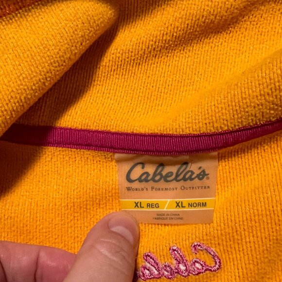 Cabela's Full Zip Sweater Fleece Lined Jacket Outdoor Orange Women's size XL - Picture 7 of 7
